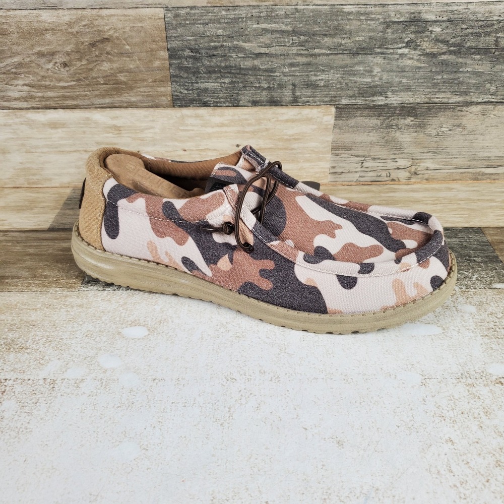 Hey Dude Wendy Washed Camo Mens Loafers Shoes Sz 9 Camo Slip-on Round Toe
